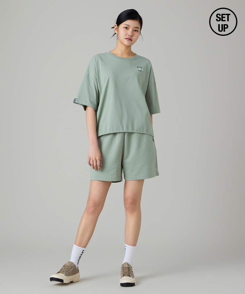 [SETUP]  여성) 실루엣 라독 반팔 티셔츠 + 숏 팬츠